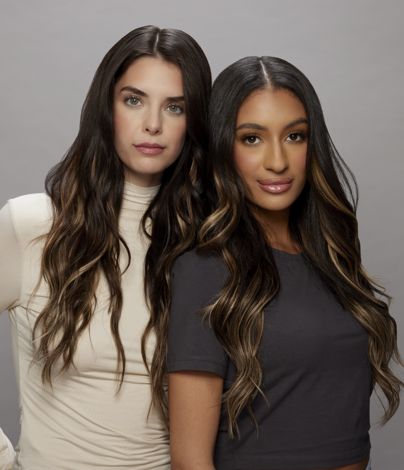 STRAIGHT SEAMLESS CLIP-INS - Dark Brown with Blonde Highlights