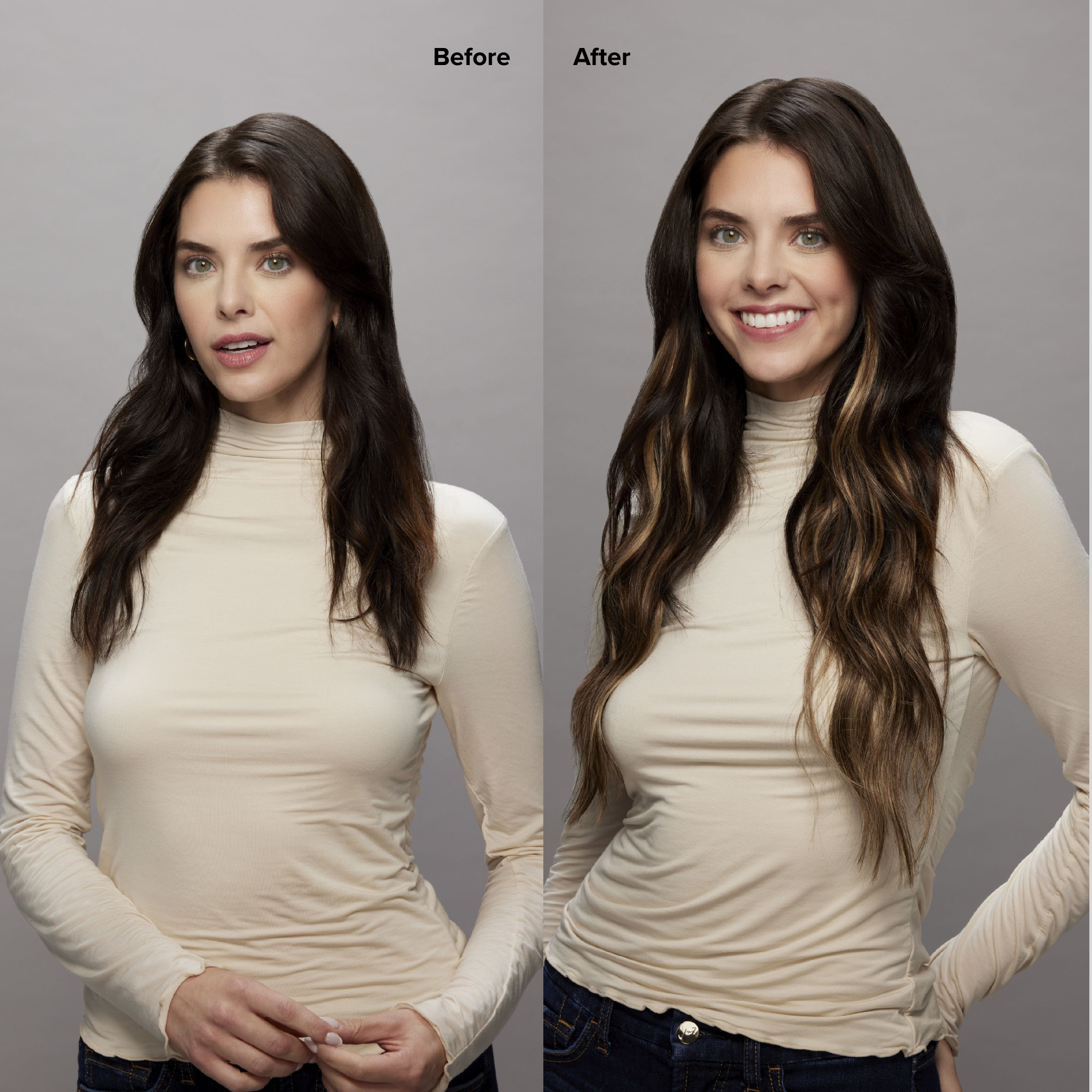 STRAIGHT SEAMLESS CLIP-INS - Dark Brown with Blonde Highlights